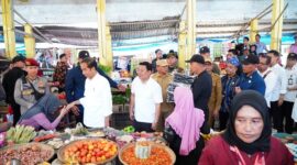 Presiden Joko Widodo ditemani Kepala Bapanas Arief Prasetyo Adi mengunjungi Pasar Lacaria, di Kabupaten Kolaka Utara, Provinsi Sulawesi Tenggara. (Dok. Tim Komunikasi Bapanas)