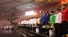 Acara peringatan HUT ke-17 Partai Gerindra yang digelar di Sentul International Convention Center (SICC), Sentul, Bogor. (Dok. Tim Media Prabowo)

