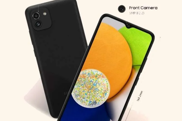 Samsung A03 menjadi salah satu HP kamera satu jutaan yang layak dipertimbangkan. (Dok. blibli.com)